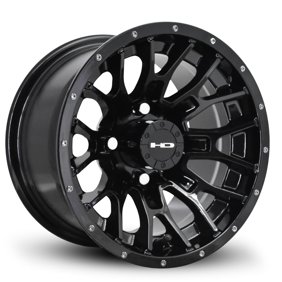HD Golf RTC 12x7 | -14 Offset Gloss Black w/Black Rivet