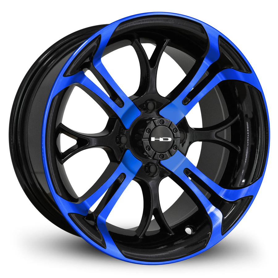 HD Golf Spinout 14x7 -10 4x101.6mm 68.2mm Gloss Blue&BK/Machined Face
