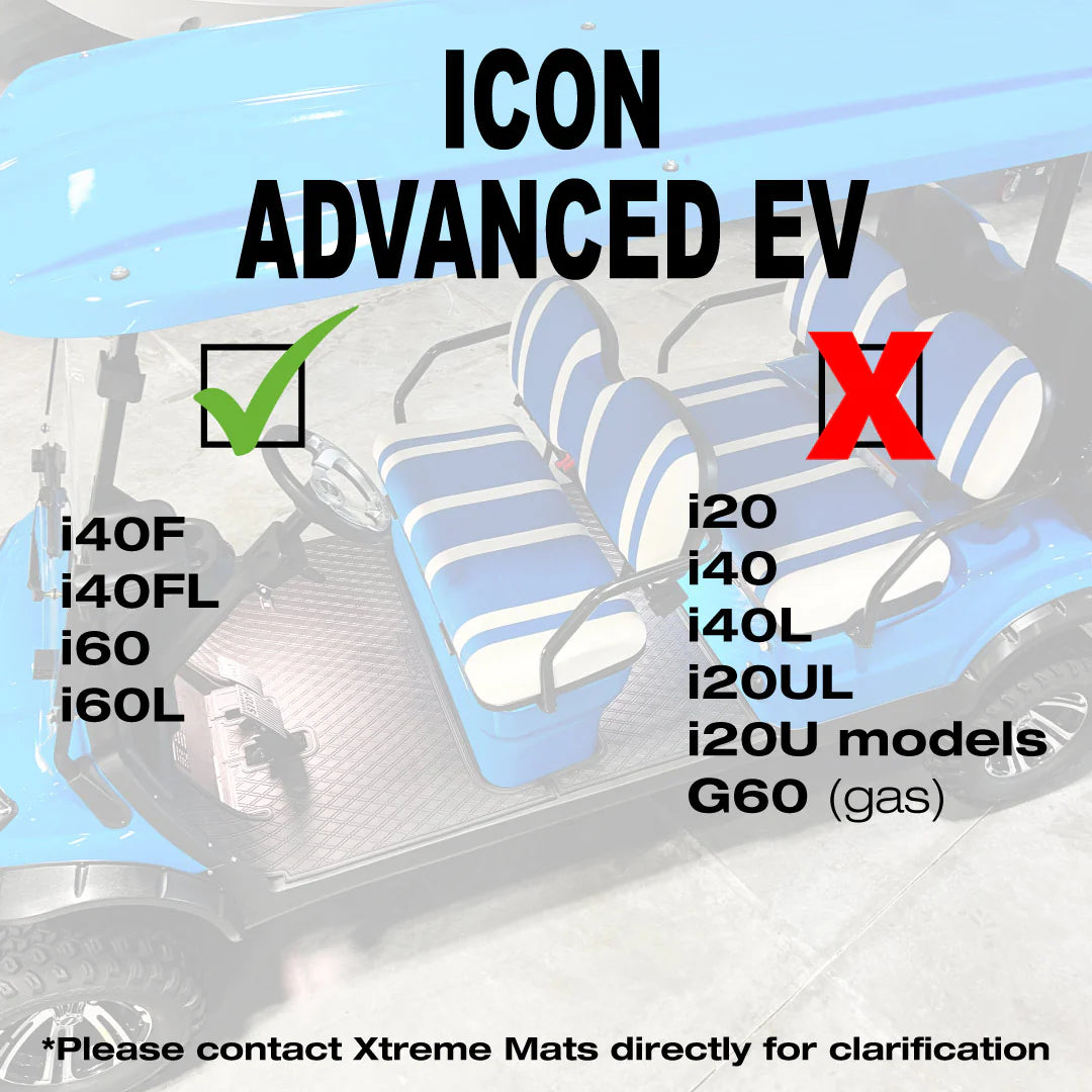 Xtreme Mats PRO Series ICON i40F, i40FL, i60, i60L 4 & 6 Passenger/Seater Golf Cart Floor Mat - 1st & 2nd Row Mats