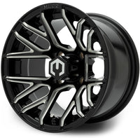MODZ® Matrix 12x7 Glossy Black with Ball Mill 12" Golf Cart Wheel