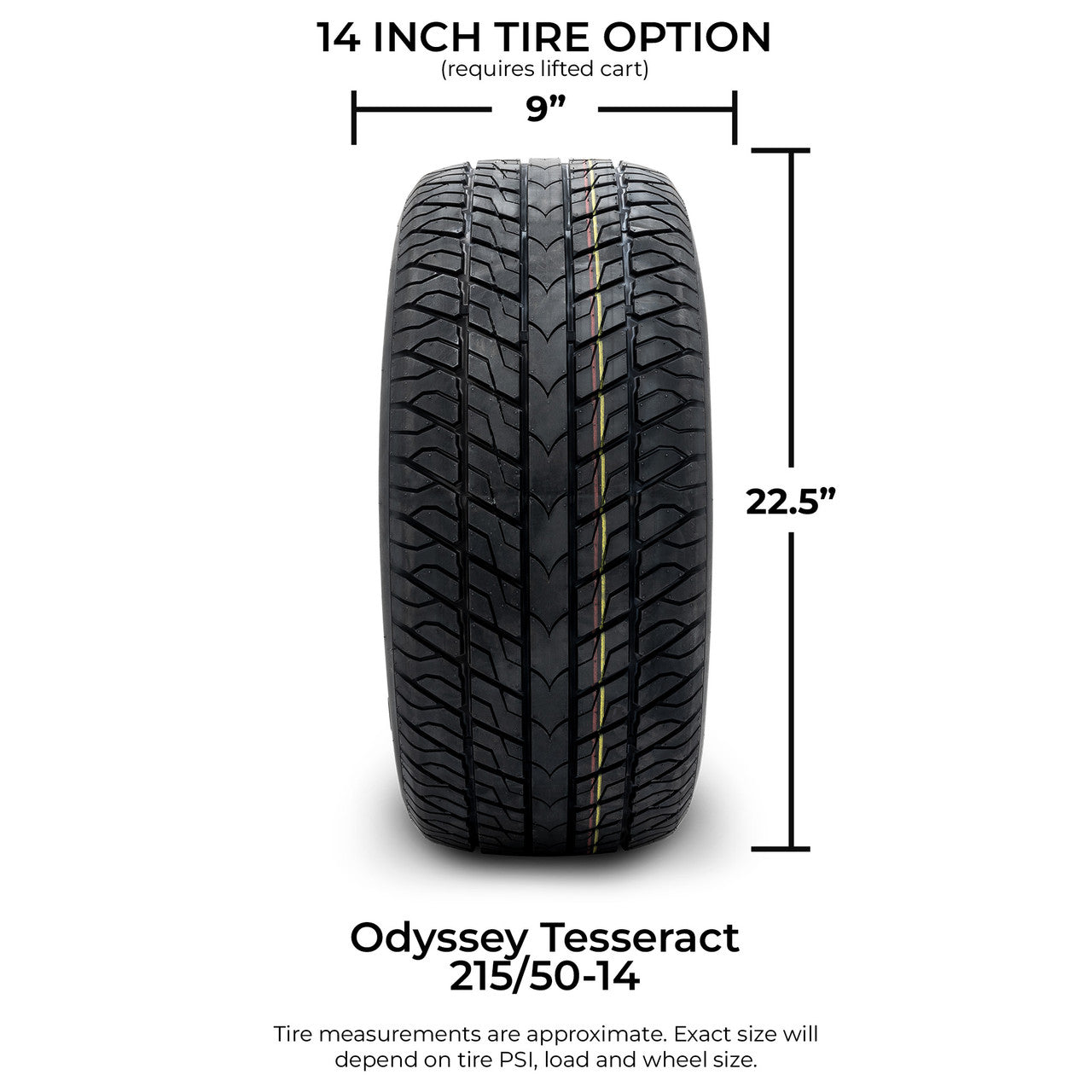 Odyssey Tesseract Steel Belted Street Golf Cart Tire 215/50-14