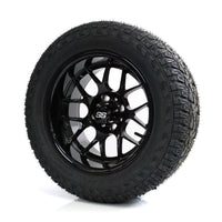 SS Wheels Alpha 14x7 Gloss Black & X Comp A/T Tire Package