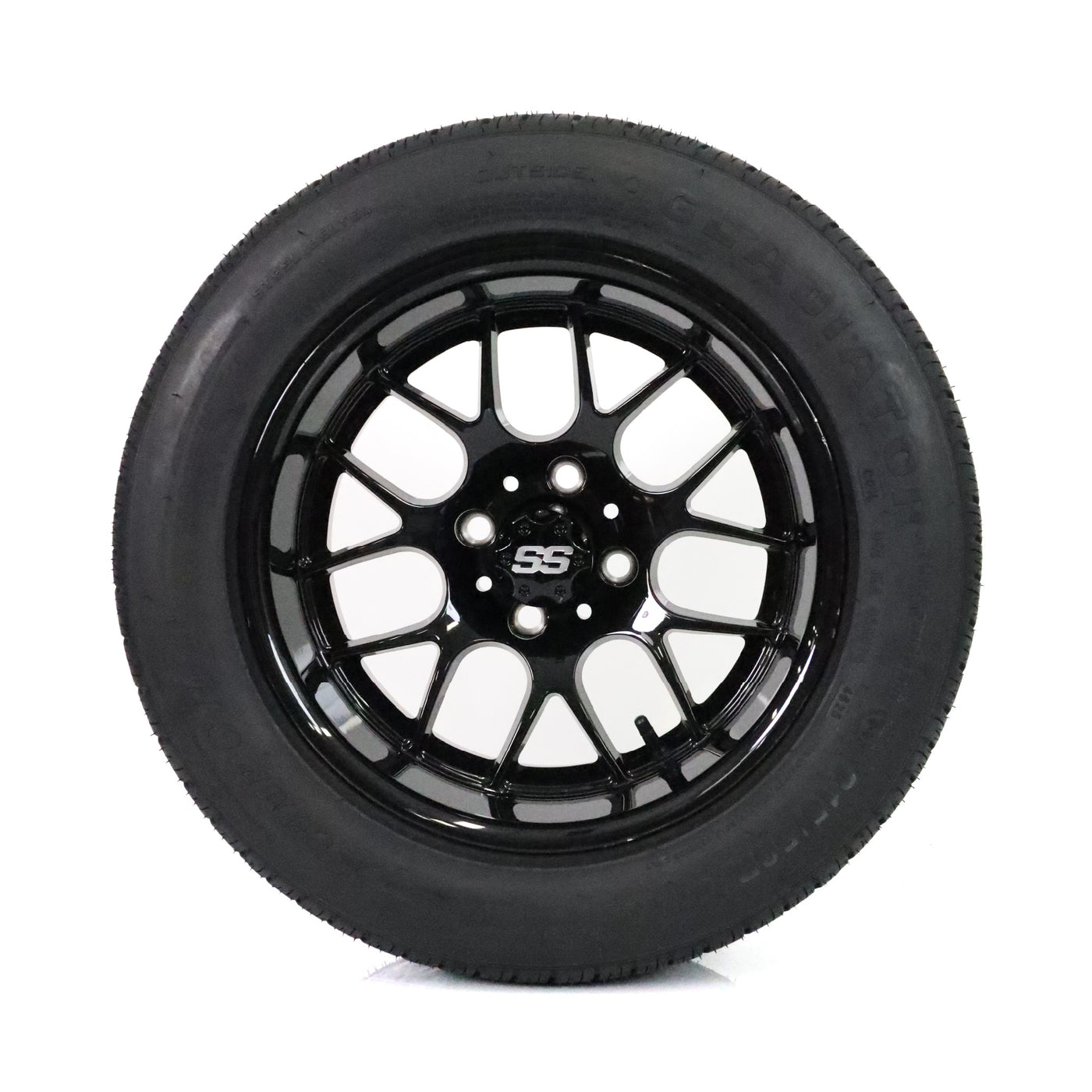 SS Wheels Alpha 14x7 Gloss Black & X Comp H/T Tire Package