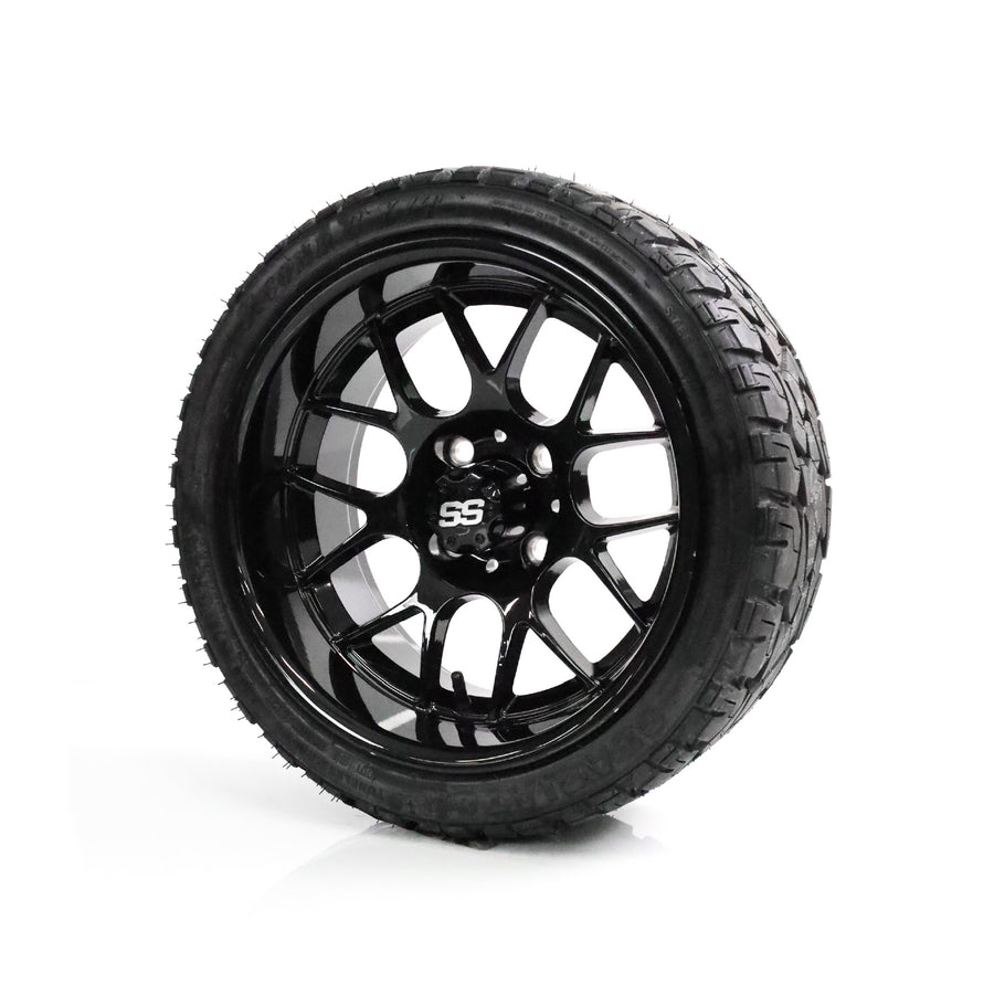 SS Wheels Alpha 14x7 Gloss Black & X Comp X/T Tire Package