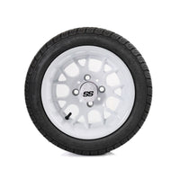 SS Wheels Alpha 12x7 Gloss White & Gladiator Golf A/P Tire Combo