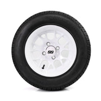 SS Wheels Alpha 12x7 Gloss White & Gladiator Golf A/P Tire Combo