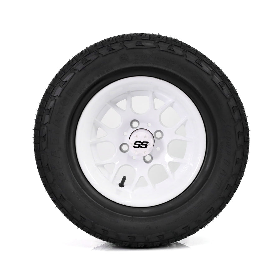 SS Wheels Alpha 12x7 Gloss White & X Comp A/T Tire Combo