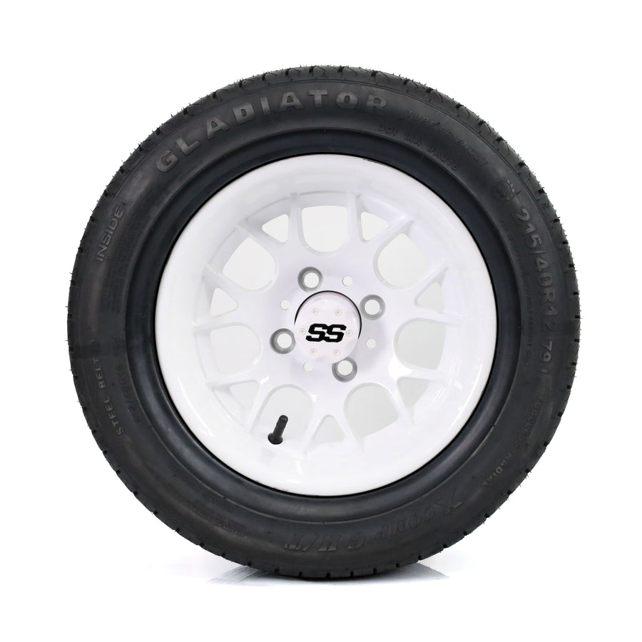 SS Wheels Alpha 12x7 Gloss White & X Comp H/T Tire Combo