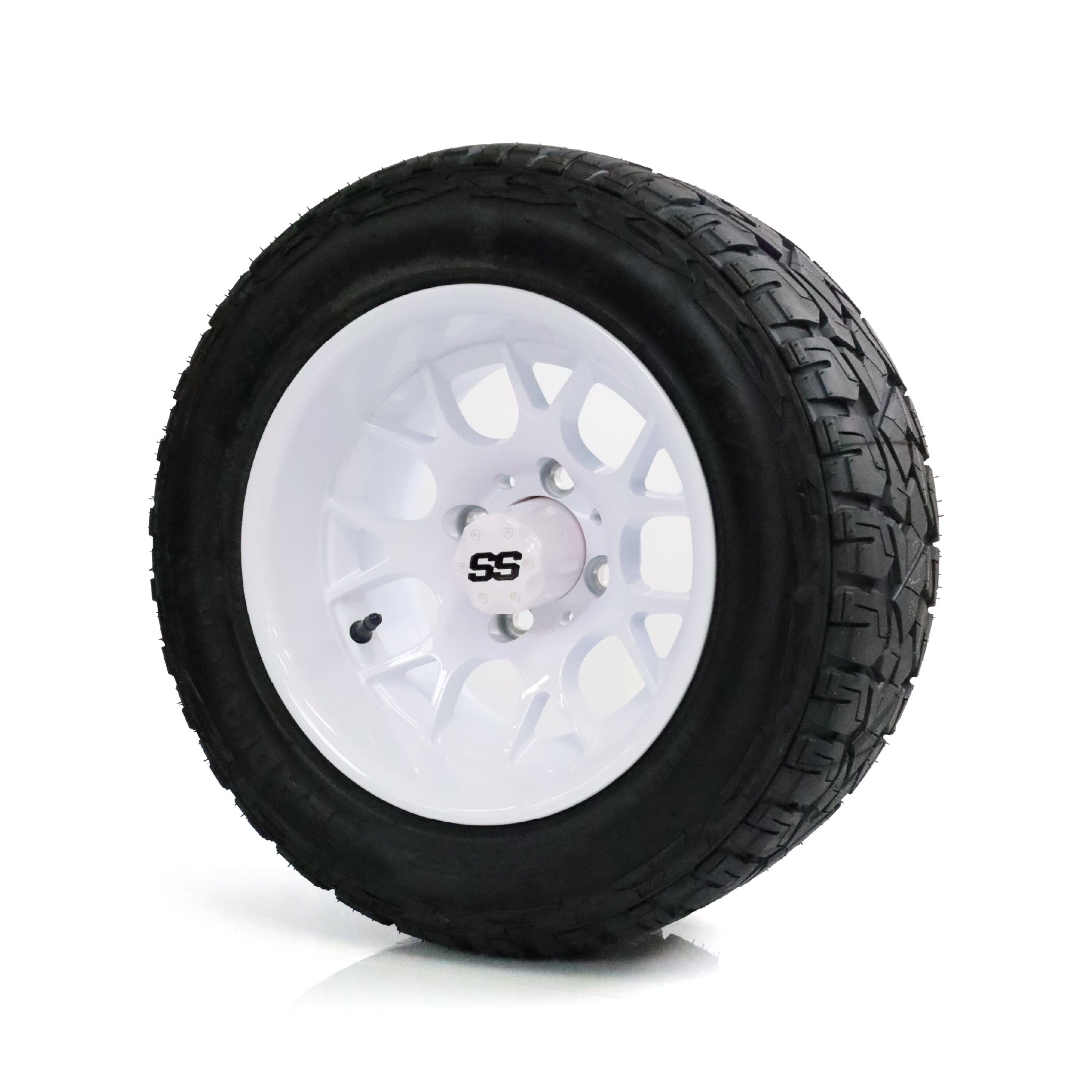 SS Wheels Alpha 12x7 Gloss White & X Comp X/T Tire Package · Golf