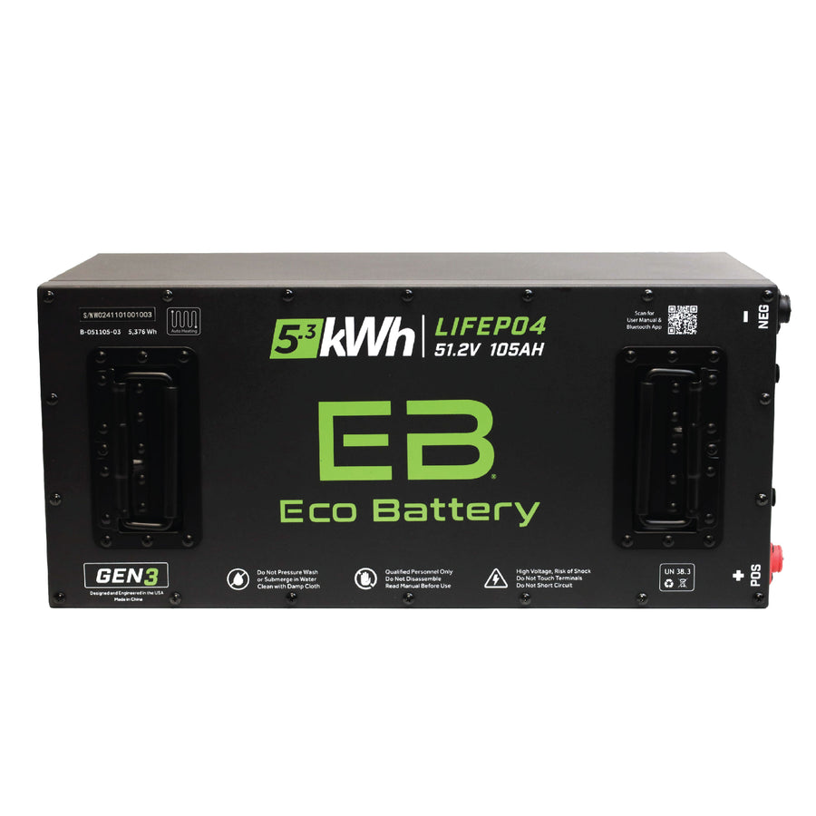 Eco Battery 51V 105AH Skinny LiFePO4 Battery / Heated