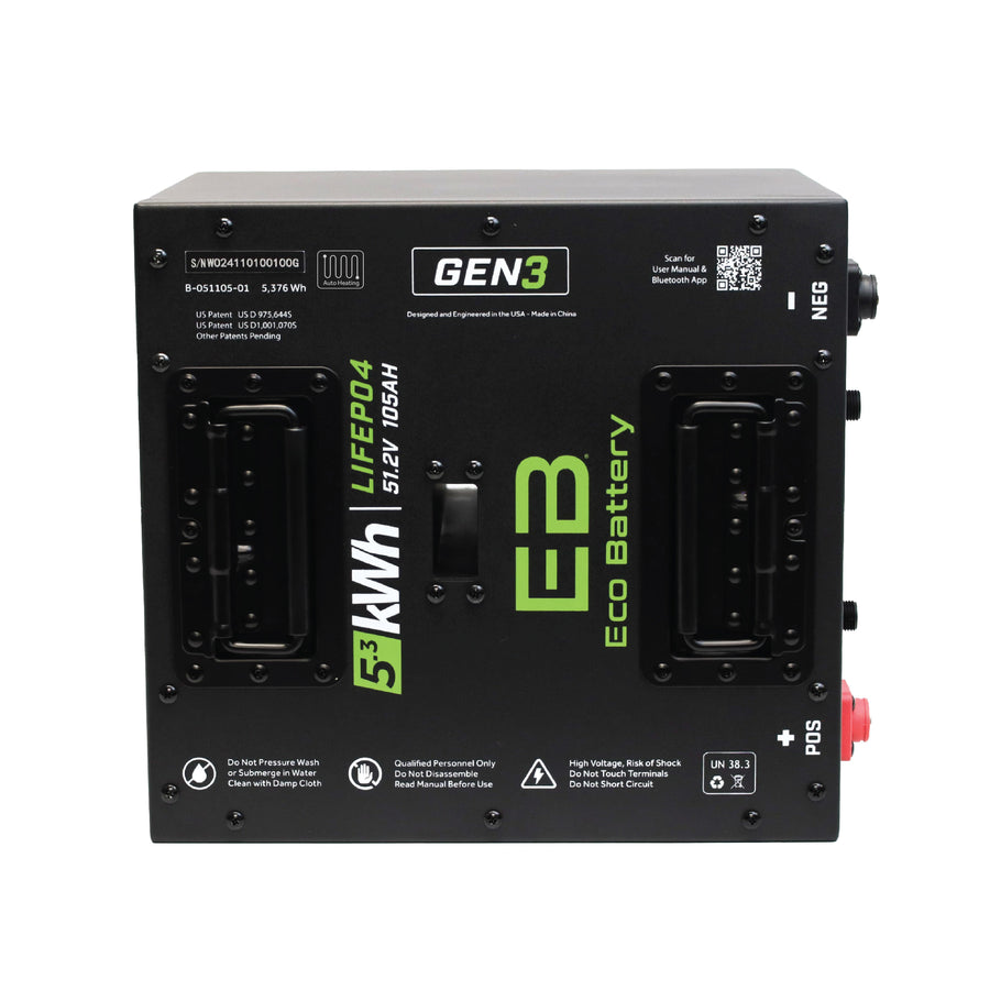 Eco Battery 51V 105Ah Thru-Hole LiFePO4 Battery / Heated
