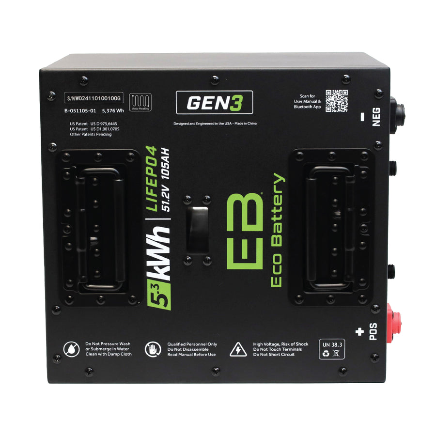 Eco Battery 51V 105Ah Thru-Hole LiFePO4 Battery / Heated