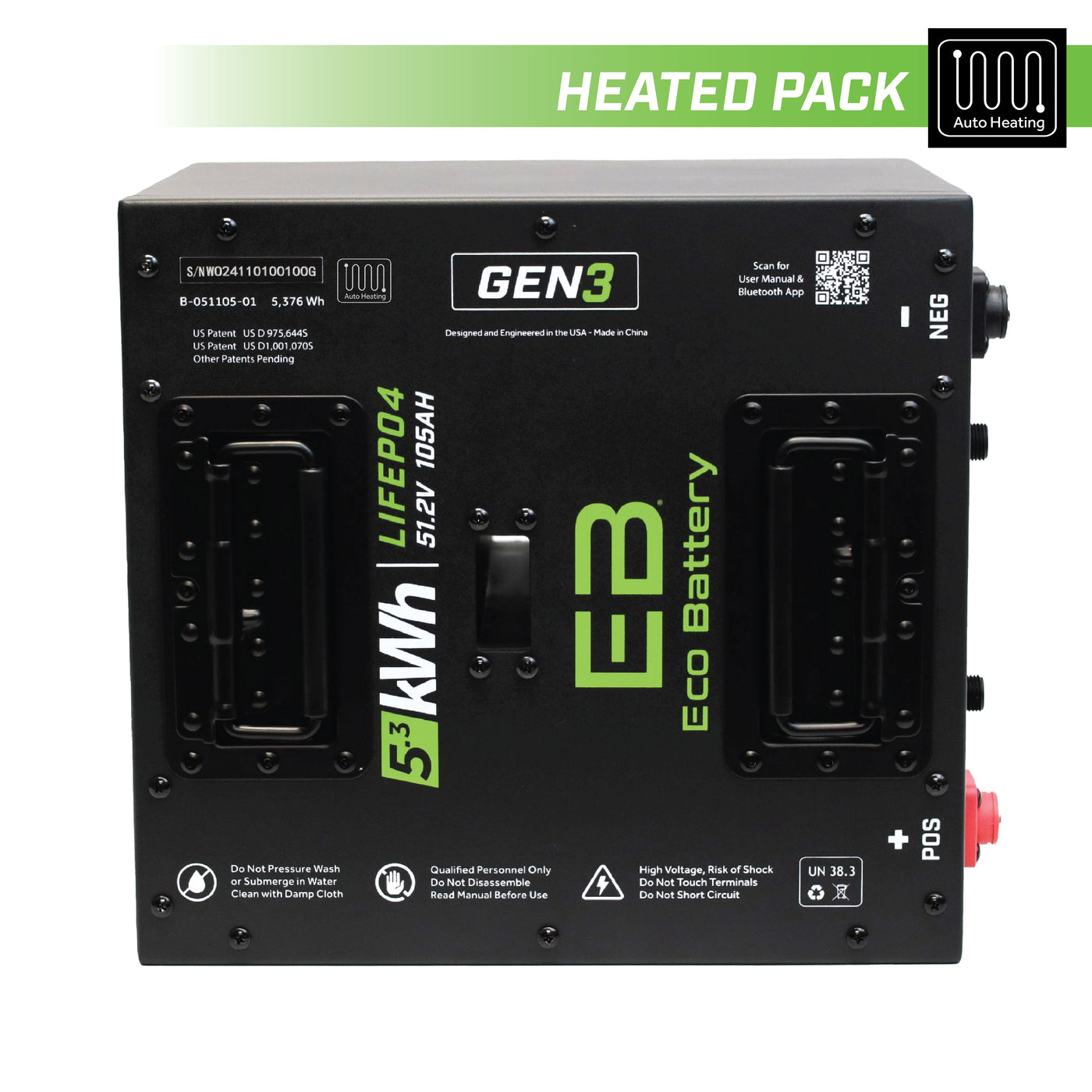 Eco Battery (48V) 51V 105AH Thru-Hole LiFePO4 Gen3 Battery