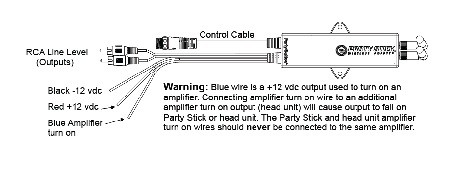 Bazooka Party Stick | Wireless Music Sharing Adapter | one-click Party Button pairing | Knockout Keypad | 12 volt Powered | RCA Audio Output | Remote Amplifier Turn-On