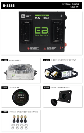 EcoBattery 48V (51V) 60AH Lithium Golf Cart Bundle packages