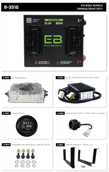 EcoBattery 48V (51V) 60AH Lithium Golf Cart Bundle packages