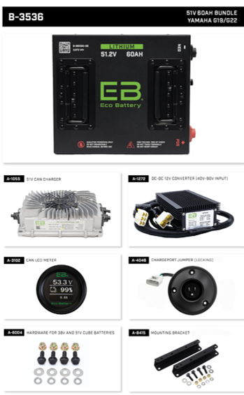 EcoBattery 48V (51V) 60AH Lithium Golf Cart Bundle packages