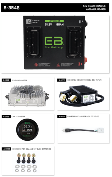 EcoBattery 48V (51V) 60AH Lithium Golf Cart Bundle packages