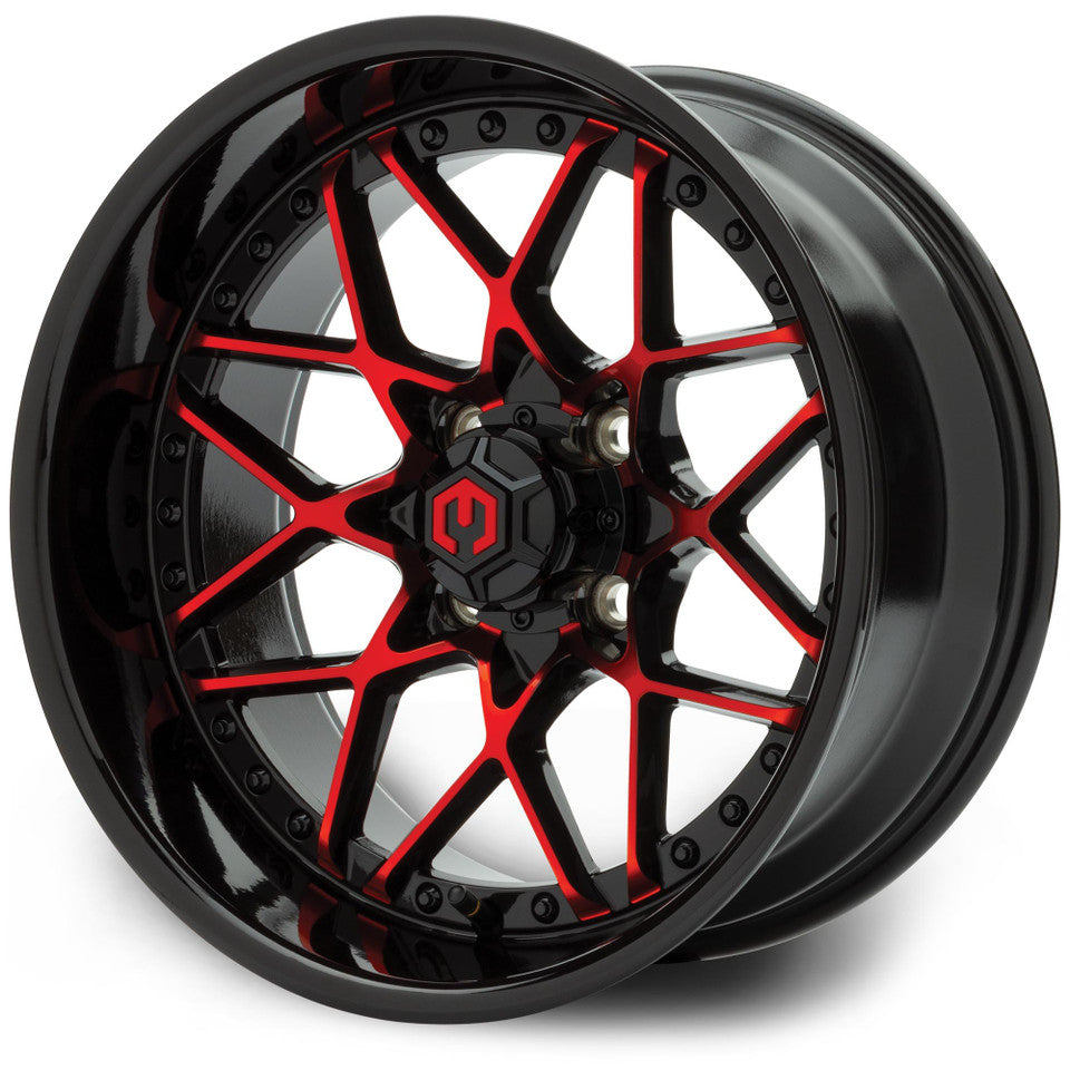 MODZ® Formula Red and Black 15" Golf Cart Wheel