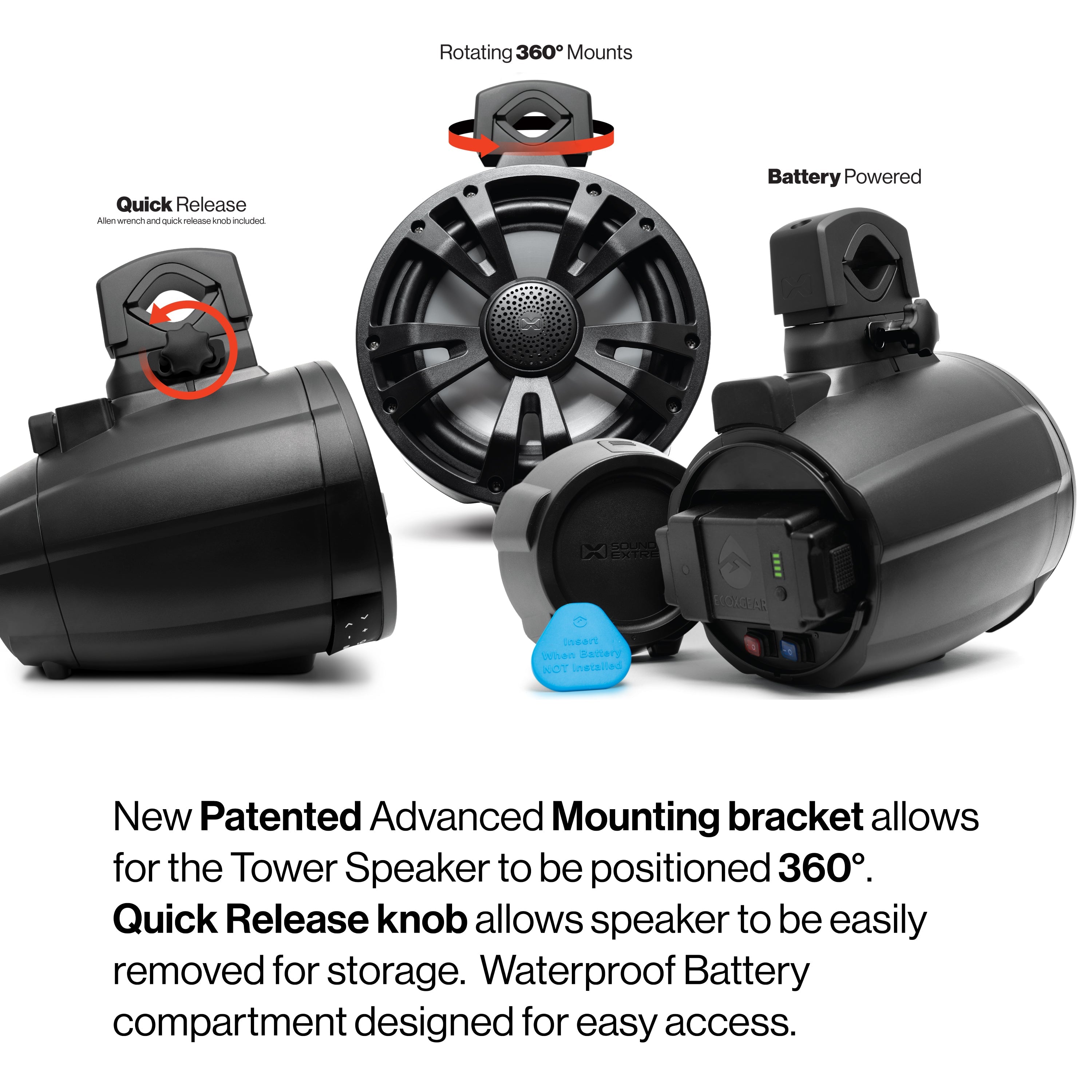 ExtremeTower Speakers TBB8 - 2 Battery Powered Bluetooth Amplified  Tower Speakers