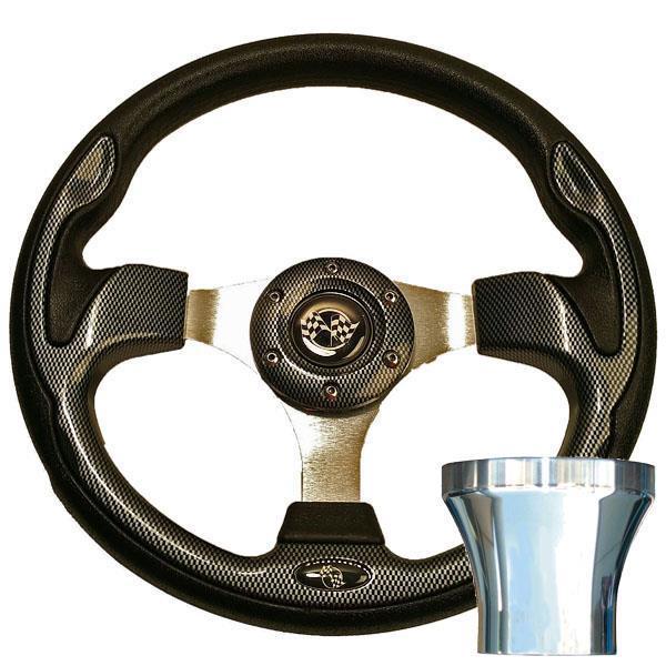 GTW STEERING WHEEL KIT, CARBON FIBER/RALLY 12.5 W/CHROME ADAPTER 94.5-UP