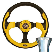 GTW Steering Wheel Kit, Yellow/Rally 12.5 W/Chrome Adapter, Club Car