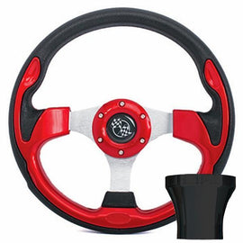 GTW STEERING WHEEL KIT, RED/RALLY 12.5 W/BLACK ADAPTER, E-Z-GO