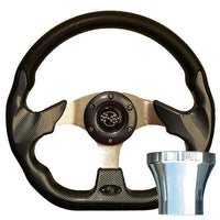 GTW Steering Wheel Kit, Carbon Fiber/Race 12.5 W/Chrome Adapter Club Car Precedent