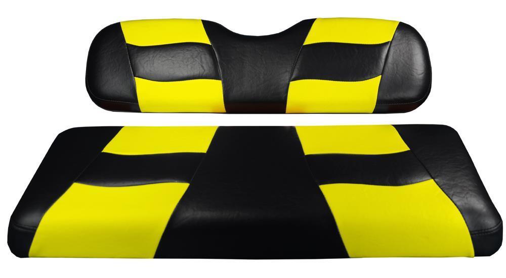 Madjax RIPTIDE Black/Yellow Two-Seat Cover for Club Car DS