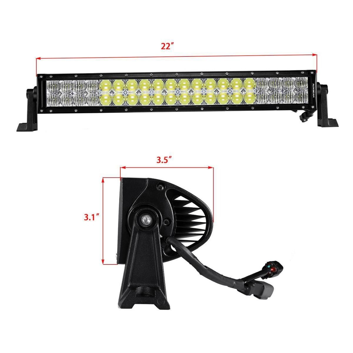 Auxbeam 22" Straight LED RGB Cree light bar WITH 12V converter