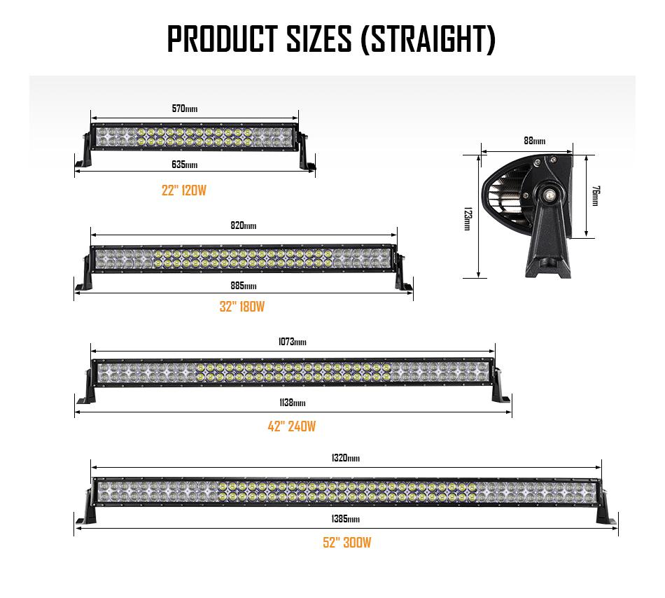 Auxbeam 22" Straight LED RGB Cree light bar WITH 12V converter